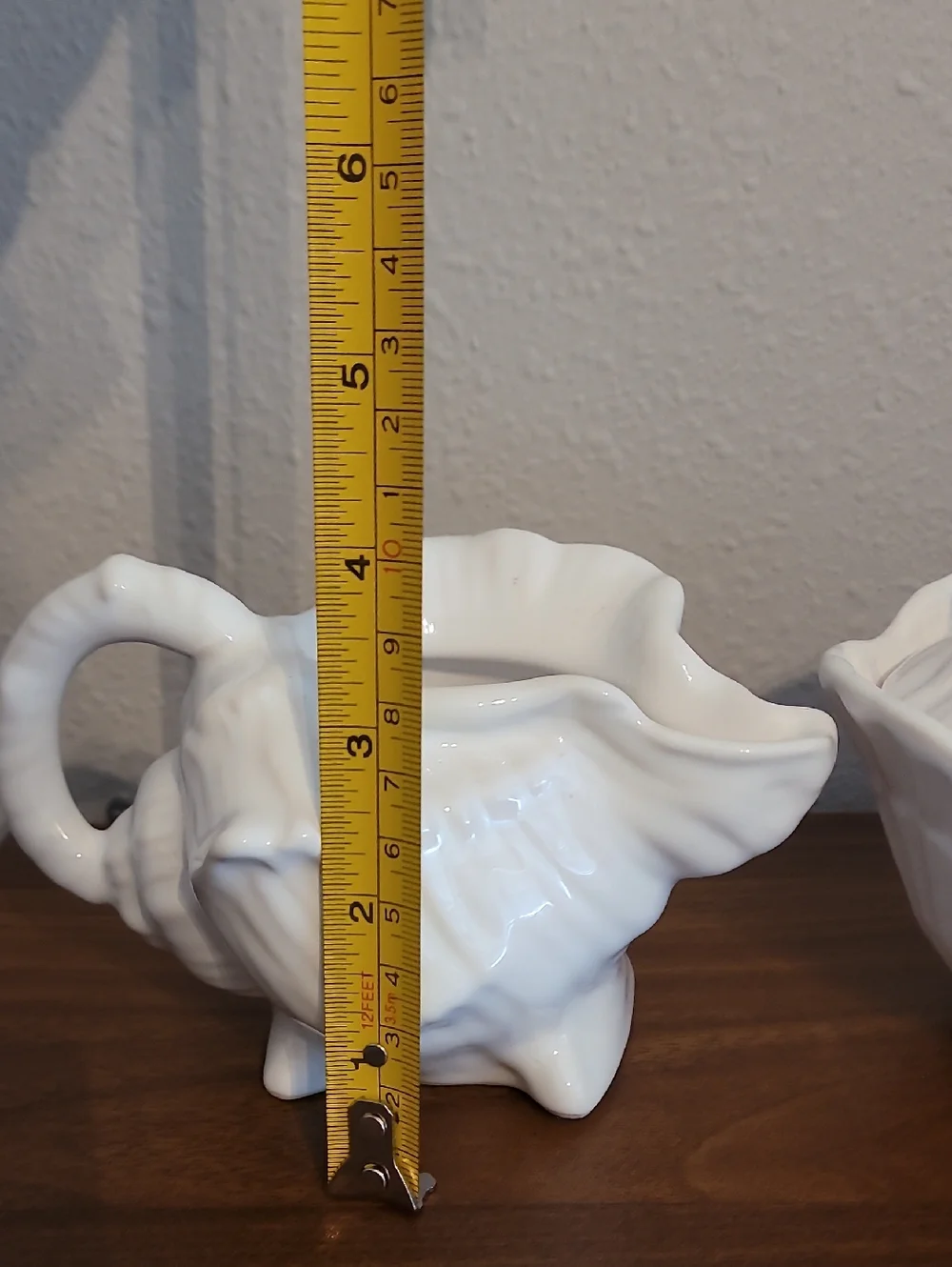 Olfaire White Ceramic Conch Shell Creamer & Sugar Set Coastal Nautical Portugal